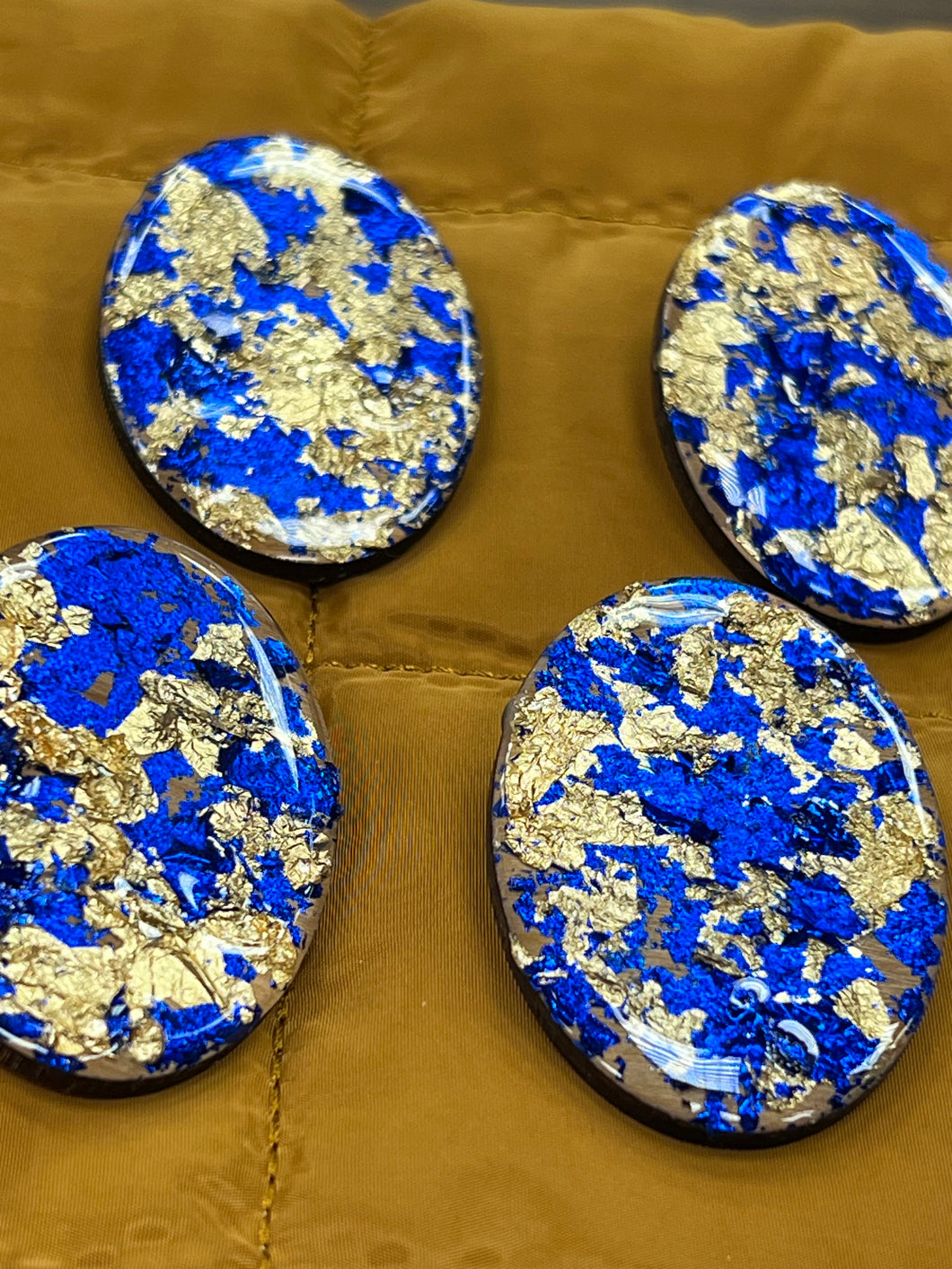 Royal Blue and Gold Liquid Statement Studs