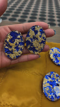 Load and play video in Gallery viewer, Royal Blue and Gold Liquid Statement Studs
